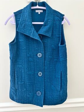 Habitat Teal Quilted Button Vest XS